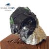 سنگ راف ابسیدین سبز طبیعی بر روی بستر و پایه چوبی S585 - تصویر 3