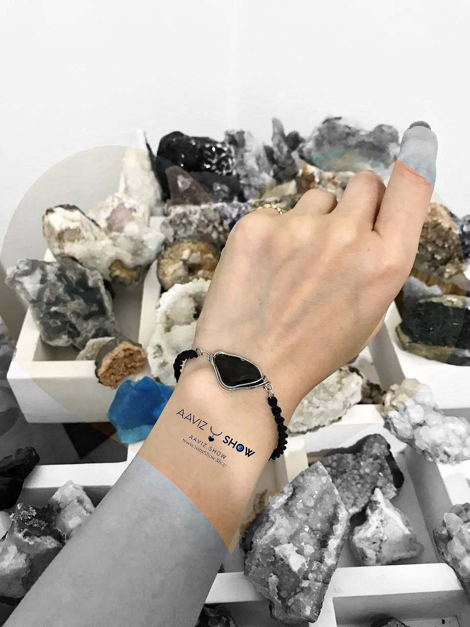 دستبند سنگ ابسیدین سرخ نمونه راف و معدنی D128 6 photo 2025 07 14 13 14 09