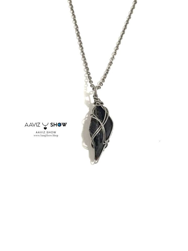 گردنبند بلک ابسیدین راف و معدنی نمونه استثنایی A1249