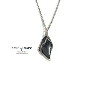 گردنبند ابسیدین مشکی راف و معدنی نمونه استثنایی A1251