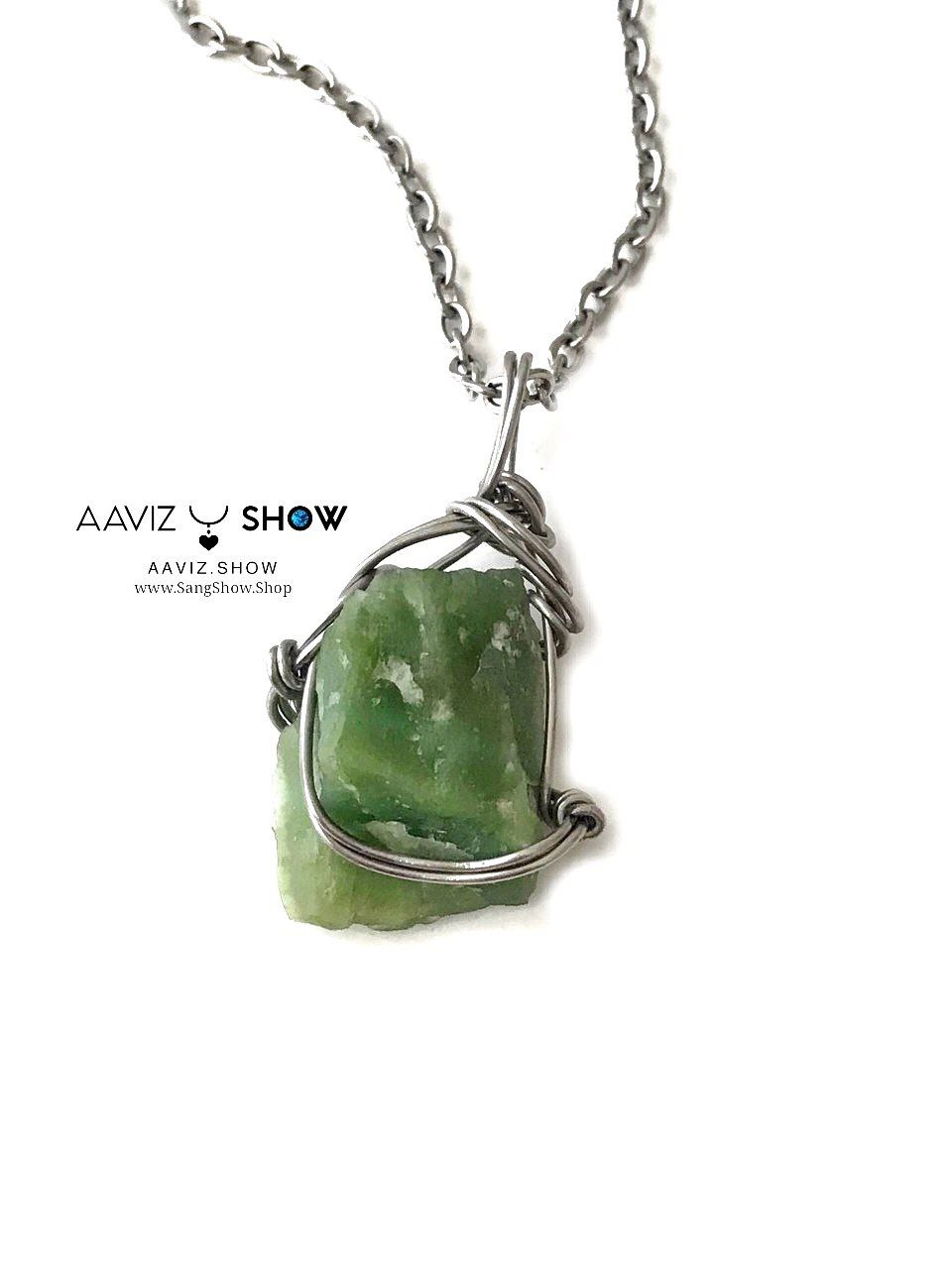 گردنبند سنگ یشم راف و معدنی با قاب مفتولی استیل رنگ ثابت A1286 5 گردنبند سنگ یشم راف و معدنی با قاب مفتولی استیل رنگ ثابت A1286 - تصویر 3