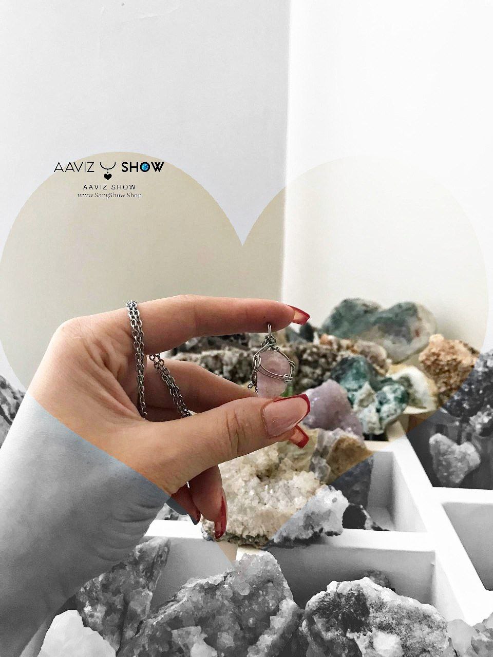 گردنبند سنگ راف رزکوارتز خوشرنگ با فرم طبیعی A1290 7 photo 2025 09 17 15 52 27 1