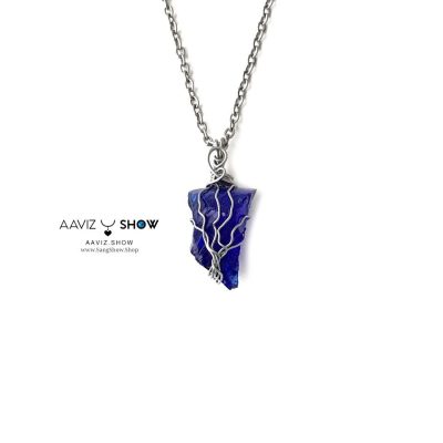 صفحه اصلی 61 گردنبند درخت بونسای ابسیدین راف و معدنی با مفتول استیل A1340