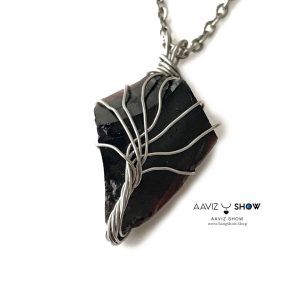 آویز راف ابسیدین با قاب مفتولی استیل به شکل درخچه A1341