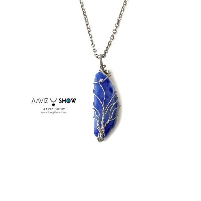 صفحه اصلی 58 گردنبند کوارتز آبی با طرح درخت بونسای نمونه راف و معدنی A1343