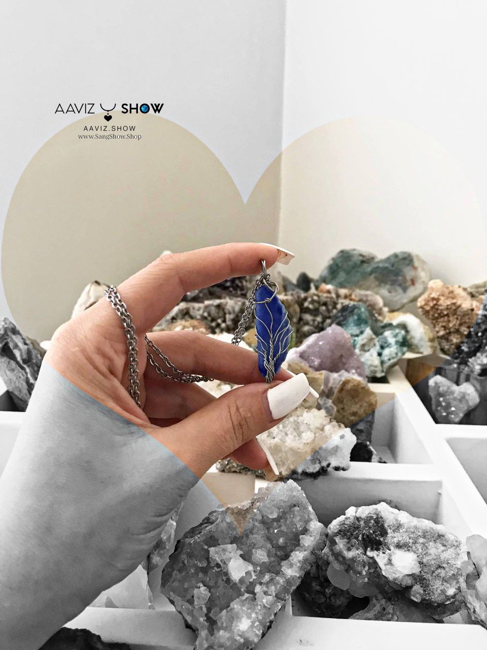 گردنبند کوارتز آبی با طرح درخت بونسای نمونه راف و معدنی A1343 7 photo 2025 11 11 17 40 31