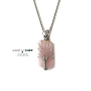 آویز درخت بونسای سنگ رزکوارتز راف و معدنی نمونه ویژه و خاص A1344