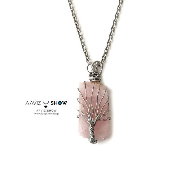 آویز درخت بونسای سنگ رزکوارتز راف و معدنی نمونه ویژه و خاص A1344