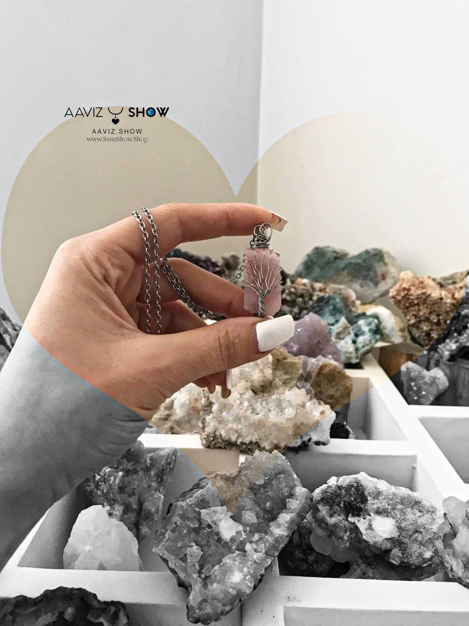 آویز درخت بونسای سنگ رزکوارتز راف و معدنی نمونه ویژه و خاص A1344 7 photo 2025 11 11 17 41 46