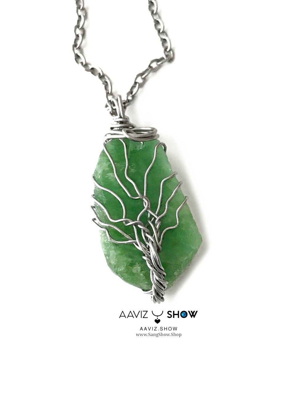 آویز سنگ اونتورین سبز راف با قاب مفتولی استیل A1345 4 آویز سنگ اونتورین سبز راف با قاب مفتولی استیل A1345 - تصویر 2