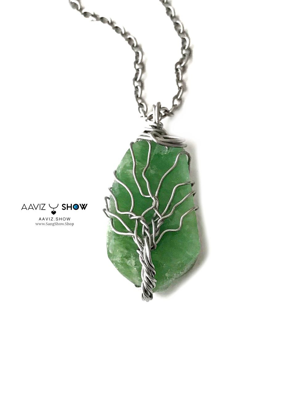 آویز سنگ اونتورین سبز راف با قاب مفتولی استیل A1345 5 آویز سنگ اونتورین سبز راف با قاب مفتولی استیل A1345 - تصویر 3