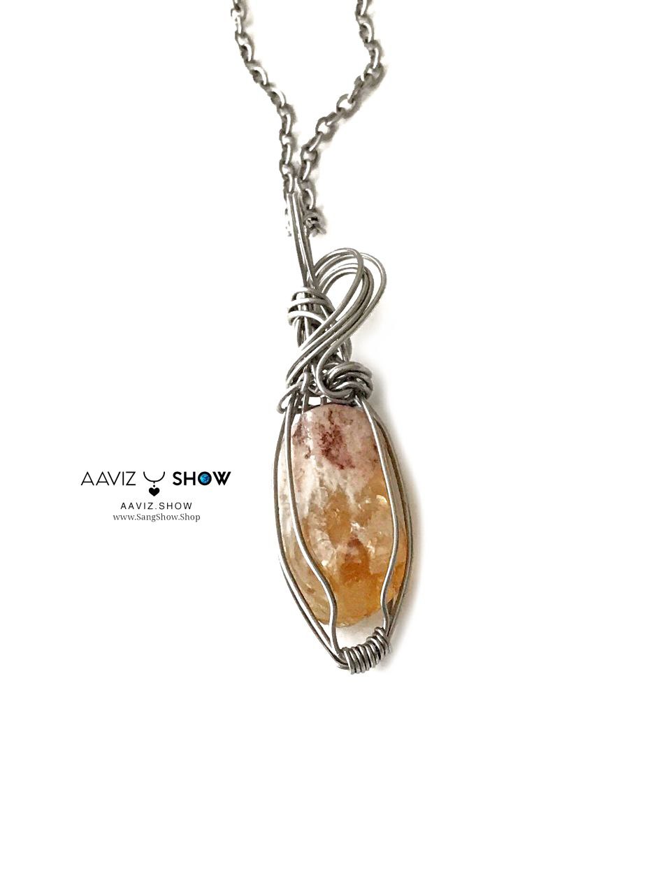 آویز سنگی سیترین معدنی و اصل با قاب مفتولی استیل و ویژه A1346 5 آویز سنگی سیترین معدنی و اصل با قاب مفتولی استیل و ویژه A1346 - تصویر 3