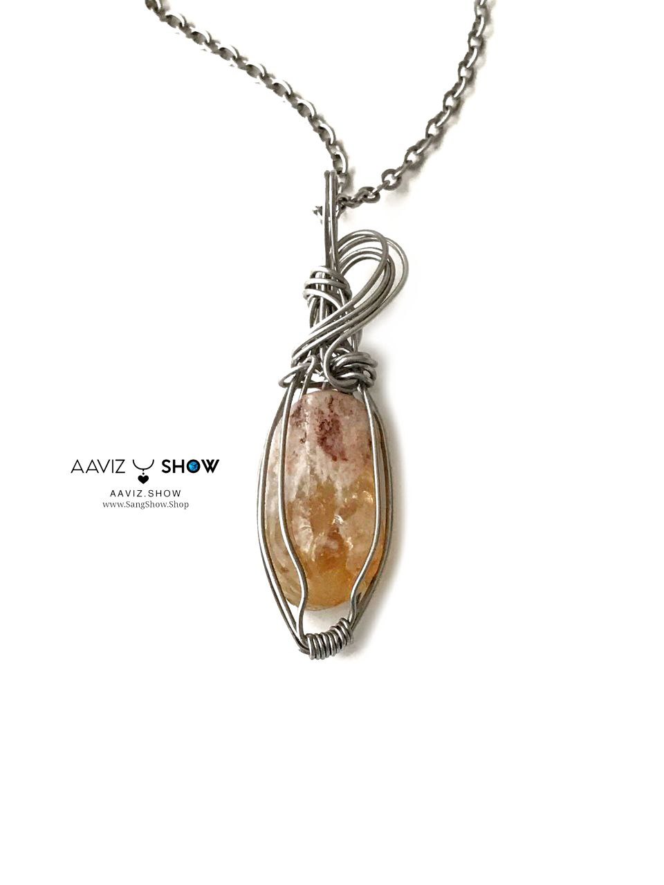 آویز سنگی سیترین معدنی و اصل با قاب مفتولی استیل و ویژه A1346 4 آویز سنگی سیترین معدنی و اصل با قاب مفتولی استیل و ویژه A1346 - تصویر 2