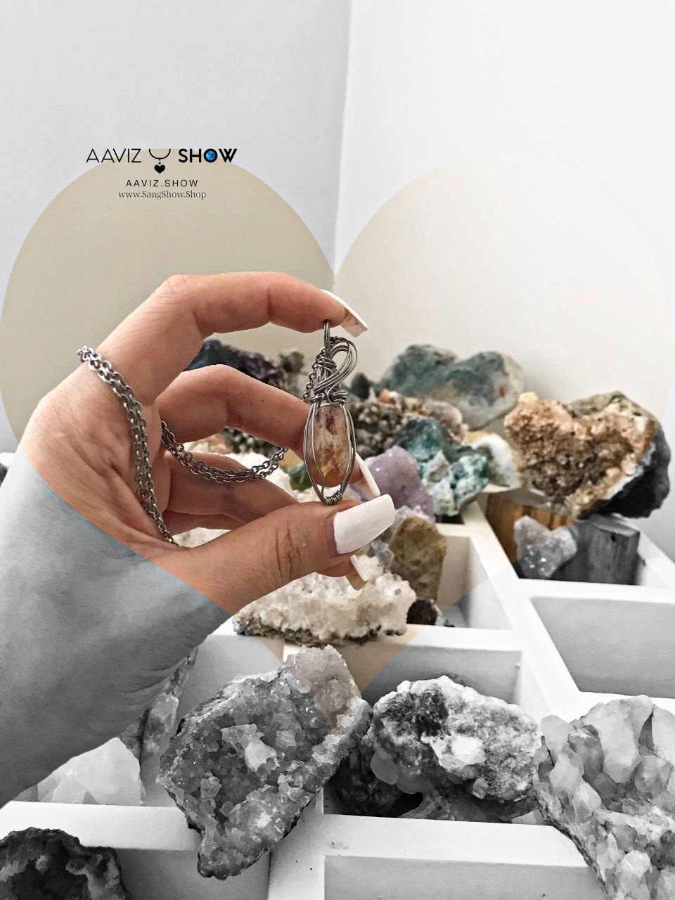 آویز سنگی سیترین معدنی و اصل با قاب مفتولی استیل و ویژه A1346 7 photo 2025 11 11 17 44 41