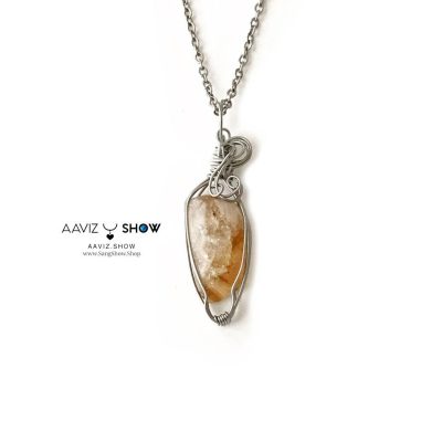 صفحه اصلی 54 گردنبند سنگ سیترین نمونه اصل و معدنی با قاب مفتولی استیل A1347