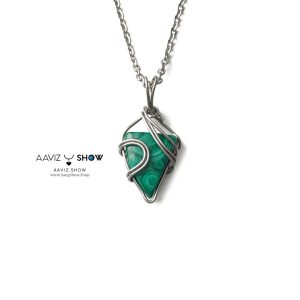 گردنبند سنگ مالاکیت کنگو اصل و معدنی نمونه بینظیر A1350