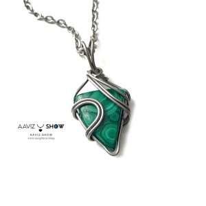 گردنبند سنگ مالاکیت کنگو اصل و معدنی نمونه بینظیر A1350