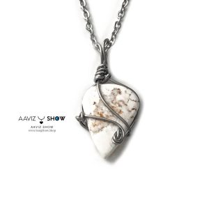 گردنبند سنگ فیروزه سفید وایلد هورس معدنی و انحصاری A1352