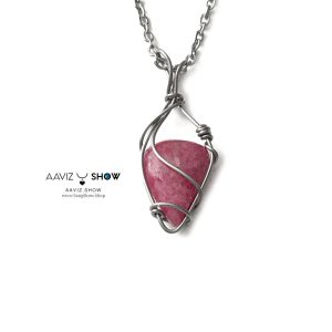 گردنبند سنگ رودونیت صورتی خوشرنگ و معدنی A1354