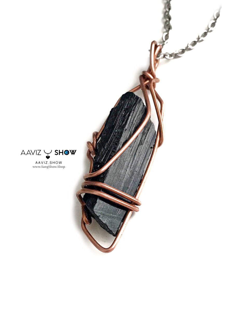 گردنبند بادیگارد تورمالین راف و معدنی با قاب مفتولی مسی A1362 6 گردنبند بادیگارد تورمالین راف و معدنی با قاب مفتولی مسی A1362 - تصویر 4