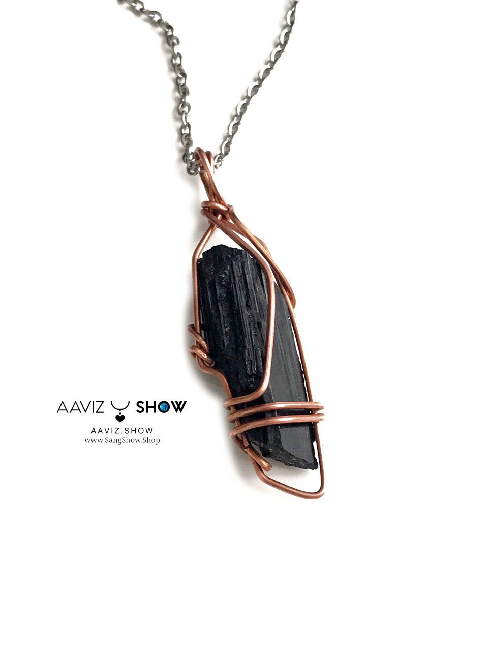 گردنبند بادیگارد تورمالین راف و معدنی با قاب مفتولی مسی A1362 5 گردنبند بادیگارد تورمالین راف و معدنی با قاب مفتولی مسی A1362 - تصویر 3