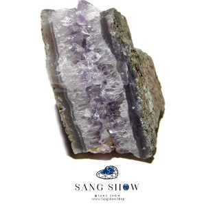 سنگ راف آمیتیست با حاشیه عقیق کبود معدنی S1800