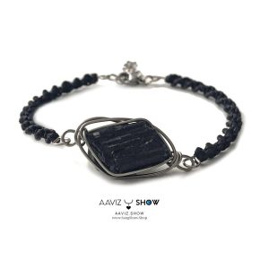 دستبند تورمالین سیاه نمونه راف و معدنی D135