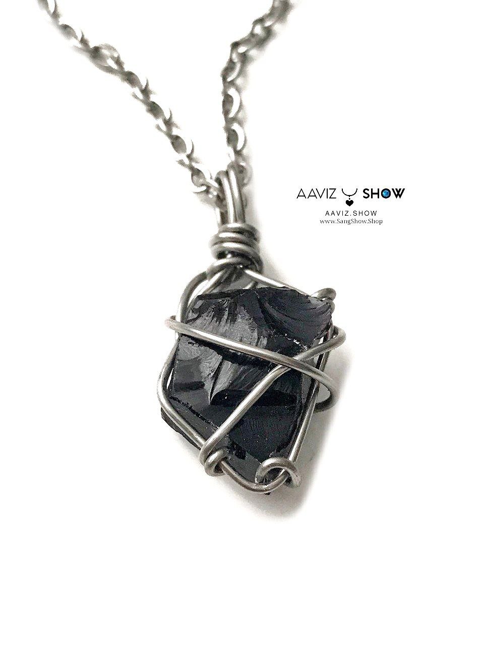 آویز سنگی ابسیدین مشکی راف و معدنی نمونه اصل و استثنایی A1382 6 آویز سنگی ابسیدین مشکی راف و معدنی نمونه اصل و استثنایی A1382 - تصویر 4