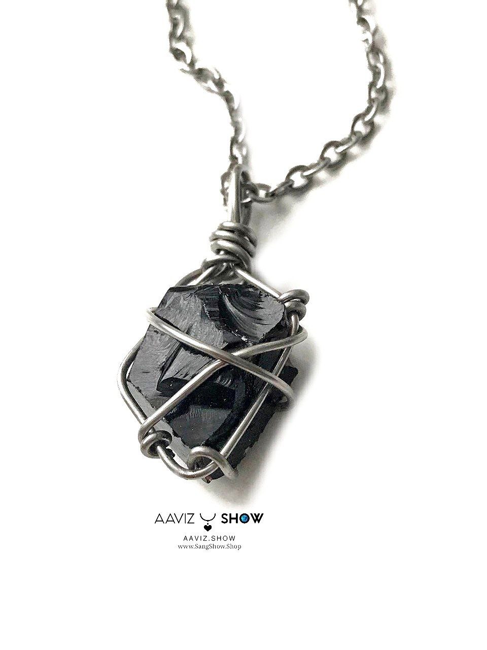 آویز سنگی ابسیدین مشکی راف و معدنی نمونه اصل و استثنایی A1382 5 آویز سنگی ابسیدین مشکی راف و معدنی نمونه اصل و استثنایی A1382 - تصویر 3