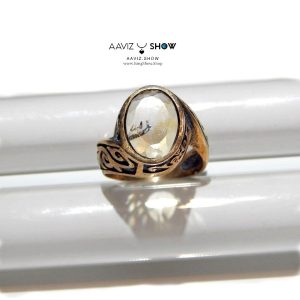 انگشتر سنگ سیترین معدنی با تراش جواهری مردانه با رکاب طلاروس R35