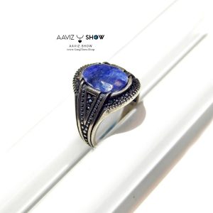 انگشتر مردانه یاقوت کبود اصل و ویژه با رکاب طلاروس R36