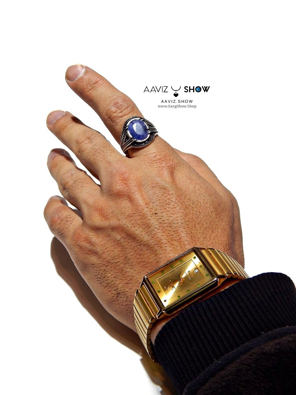 انگشتر مردانه یاقوت کبود اصل و ویژه با رکاب طلاروس R36 7 photo 2026 01 01 12 35 55