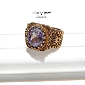 انگشتر آمیتیست مردانه با رکاب ویژه ورساچ طلاروسR37