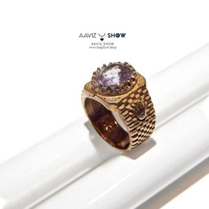 انگشتر آمیتیست مردانه با رکاب ویژه ورساچ طلاروسR37