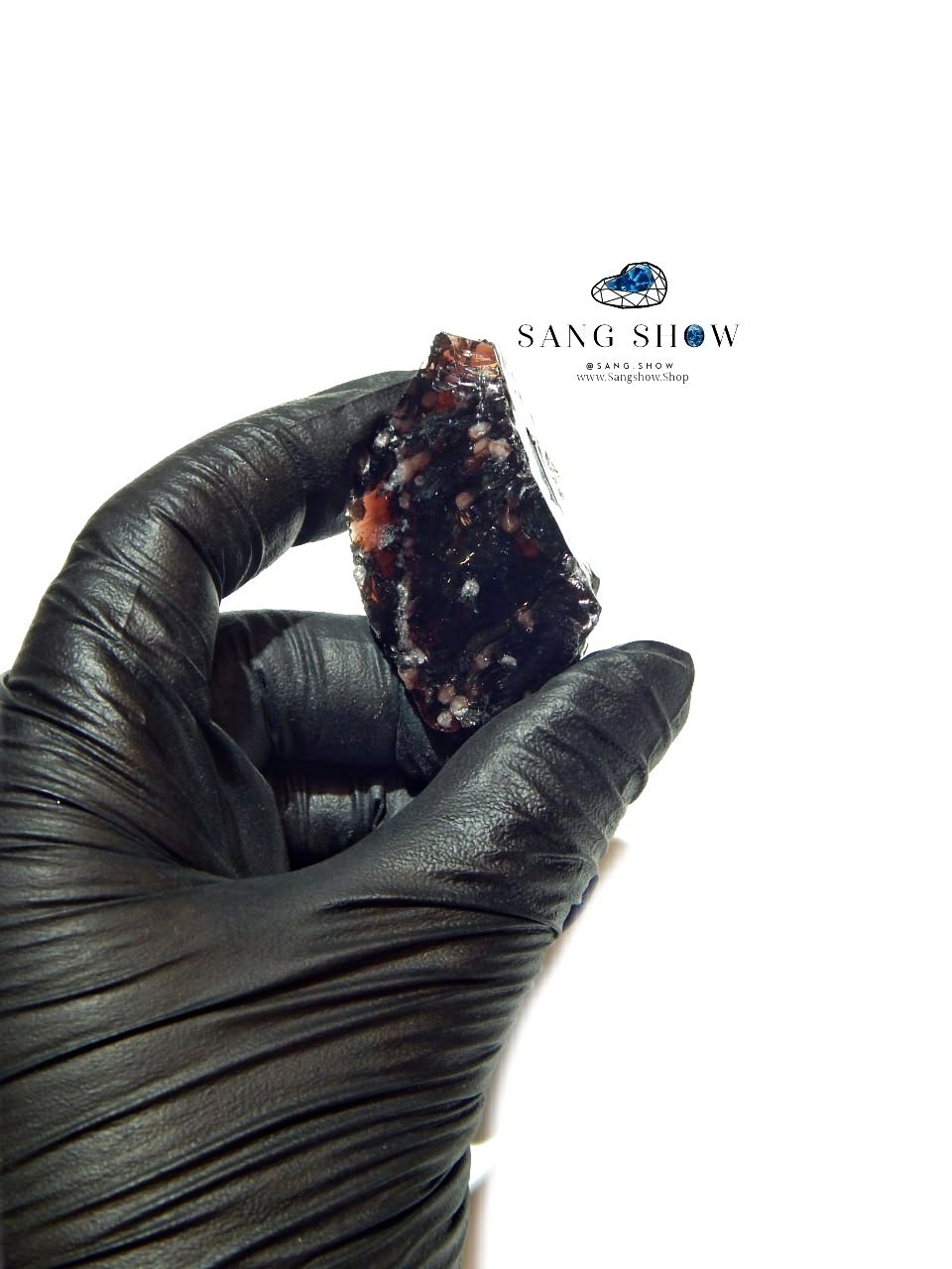 بلک ابسیدین دانه برفی سرخ نمونه استثنایی و اصل و معدنی S1843 7 photo 2026 01 01 14 03 04