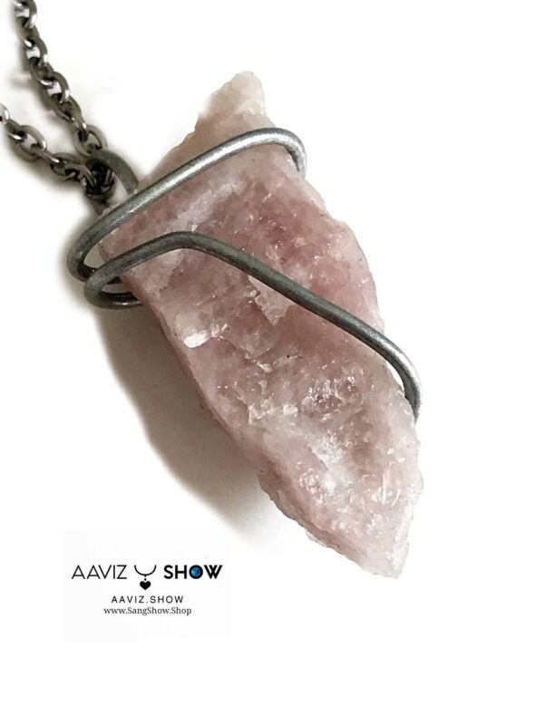 گردنبند سنگ راف رز کوارتز Rose Quartz معدنی و ویژه A410 - Image 2