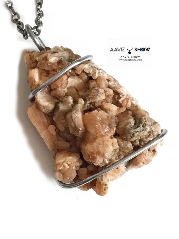 گردنبند سنگ استلریت Stellerite با همرشدی استیلبیت معدنی A413 - تصویر 2