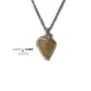آویز کریستال سیترین معدنی با بافت مفتولی قلب S504