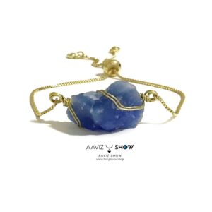 دستبند کوارتز آبی blue quartz استثنایی و راف نمونه انحصاری و ویژه D048