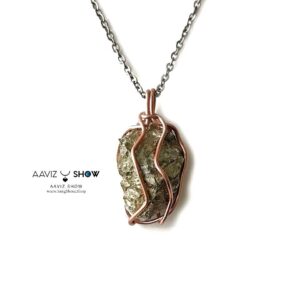گردنبند سنگ پیریت زیبا نمونه حیرت انگیز و اصل و معدنی A666