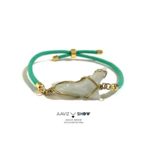 دستبند سنگ راف آکوامارین نمونه استثنایی و زیبا و معدنی D064