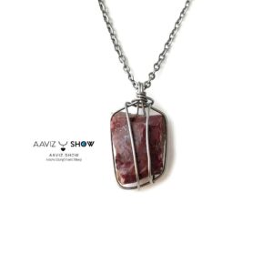 گردنبند سنگ جاسپر قرمز(Red Jasper)  راف و معدنی A929