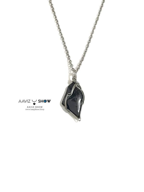 گردنبند ابسیدین مشکی راف و معدنی نمونه استثنایی A1251