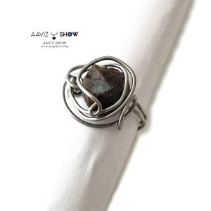 انگشتر سنگ گارنت عسلی زنانه نمونه مفتولی R25