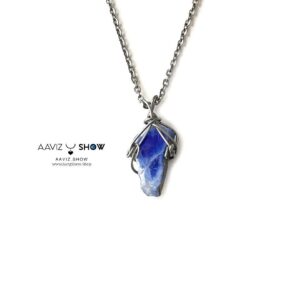 گردنبند سنگی کوارتز آبی معدنی و راف A1274