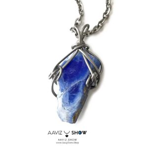 گردنبند سنگی کوارتز آبی معدنی و راف A1274