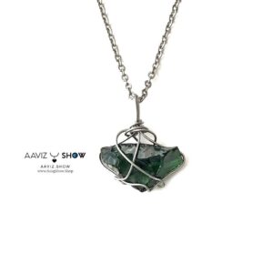 گردنبند ابسیدین سبز نمونه راف و استثنایی و معدنی A1323
