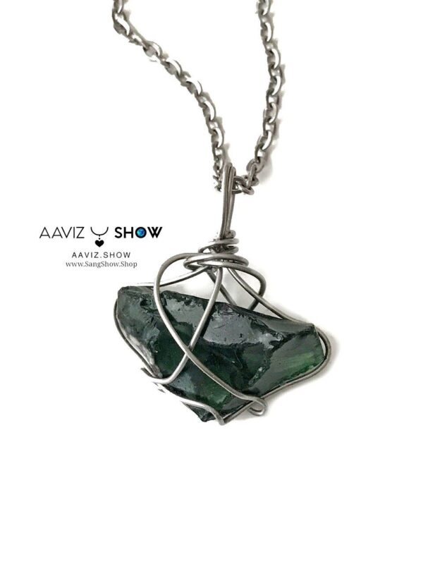گردنبند ابسیدین سبز نمونه راف و استثنایی و معدنی A1323 - تصویر 3