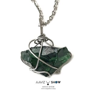 گردنبند ابسیدین سبز نمونه راف و استثنایی و معدنی A1323