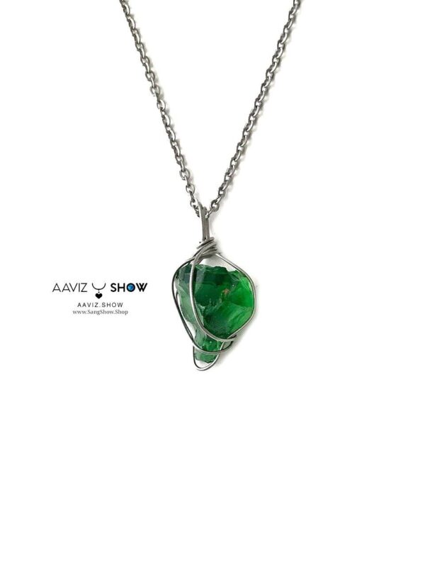 آویز ابسیدین معدنی سبز نمونه راف و استثنایی A1324